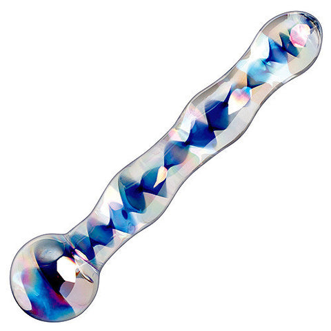 Icicles Blue Spiral Wave Glass Dildo No 8